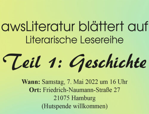 awsLiteratur blättert auf Literarische LesereiheSamstag, 7. Mai 2022 um 16 Uhr